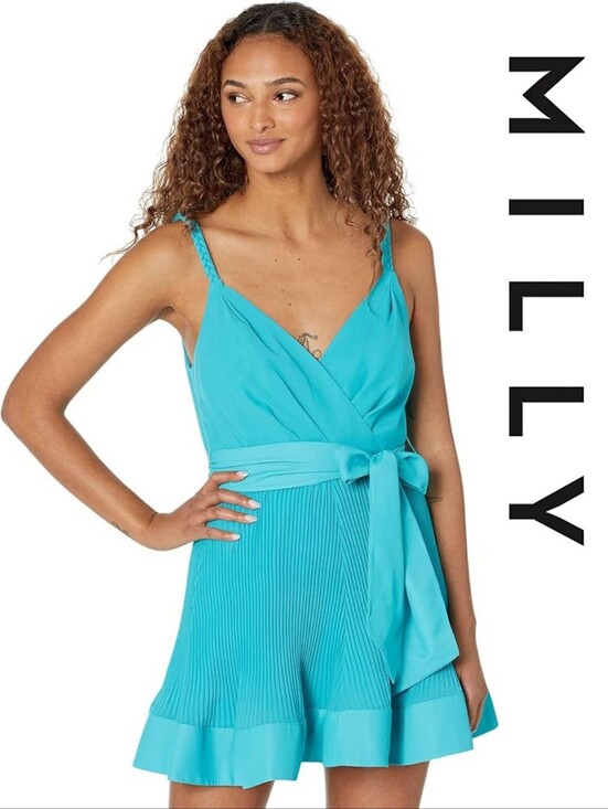 Milly Dresses & Skirts - MILLY Livy Pleated Mini Dress Teal 2